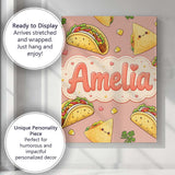 Personalised Name Cute Kawaii Taco and Wrap Custom  Bespoke Interior Contemporary Canvas Wall Art Print Decor Picture Ready to Hang