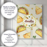 Personalised Name Cute Kawaii Taco and Wrap Custom  Bespoke Interior Contemporary Canvas Wall Art Print Decor Picture Ready to Hang