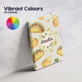 Personalised Name Cute Kawaii Taco and Wrap Custom  Bespoke Interior Contemporary Canvas Wall Art Print Decor Picture Ready to Hang