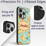 Cute Kawaii Taco and Wrap Food Printed Design Custom Name Protective Phone Case Mobile Cover Durable Everyday Smartphone Shock Resistant