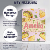 Personalised Name Cute Kawaii Taco and Wrap Custom  Bespoke Interior Contemporary Canvas Wall Art Print Decor Picture Ready to Hang
