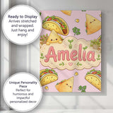 Personalised Name Cute Kawaii Taco and Wrap Custom  Bespoke Interior Contemporary Canvas Wall Art Print Decor Picture Ready to Hang