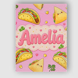 Personalised Name Cute Kawaii Taco and Wrap Custom  Bespoke Interior Contemporary Canvas Wall Art Print Decor Picture Ready to Hang