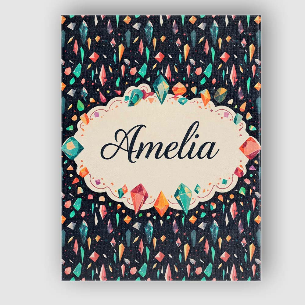 Personalised Name Dark Galaxy Gemstone Sparkle Seamless Pattern Custom  Statement Canvas Wall Art Print Decor Picture Ready to Hang