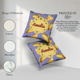 Custom Name Kawaii Taco and Wrap Food Purple Background Seamless Square Filled Cushion Throw Pillow Sofa Bed Home Decor Zip Washable UK Made