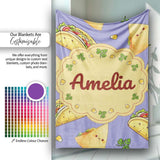 Cute Kawaii Taco and Wrap Food Pattern Purple Background Seamless  Personalised Custom Name Super Soft Fleece Blanket Bed Sofa Throw