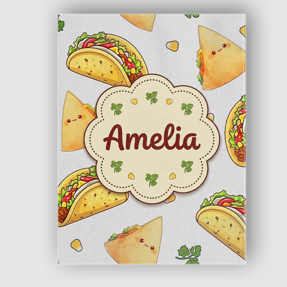 Personalised Name Cute Kawaii Taco and Wrap Custom  Bespoke Interior Contemporary Canvas Wall Art Print Decor Picture Ready to Hang