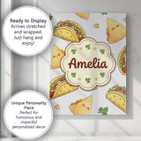 Personalised Name Cute Kawaii Taco and Wrap Custom  Bespoke Interior Contemporary Canvas Wall Art Print Decor Picture Ready to Hang