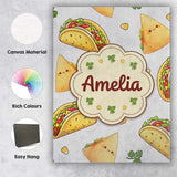 Personalised Name Cute Kawaii Taco and Wrap Custom  Bespoke Interior Contemporary Canvas Wall Art Print Decor Picture Ready to Hang