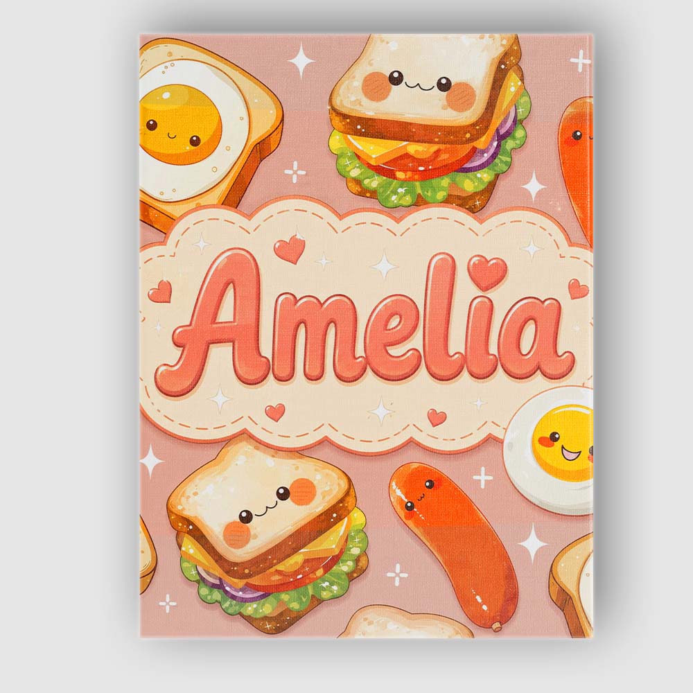 Personalised Name Breakfast Food Eggs Custom Modern Room Accent Creative Decorator Style Canvas Wall Art Print Decor Picture Ready to Hang