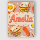 Personalised Name Breakfast Food Eggs Custom Modern Room Accent Creative Decorator Style Canvas Wall Art Print Decor Picture Ready to Hang