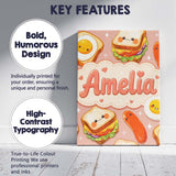 Personalised Name Breakfast Food Eggs Custom Modern Room Accent Creative Decorator Style Canvas Wall Art Print Decor Picture Ready to Hang