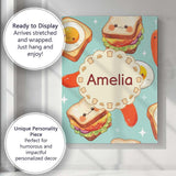 Personalised Name Breakfast Food Eggs Custom Modern Room Accent Creative Decorator Style Canvas Wall Art Print Decor Picture Ready to Hang