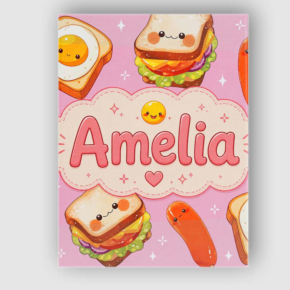 Personalised Name Breakfast Food Eggs Custom Modern Room Accent Creative Decorator Style Canvas Wall Art Print Decor Picture Ready to Hang