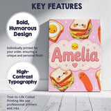 Personalised Name Breakfast Food Eggs Custom Modern Room Accent Creative Decorator Style Canvas Wall Art Print Decor Picture Ready to Hang