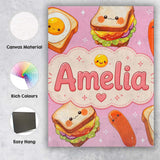 Personalised Name Breakfast Food Eggs Custom Modern Room Accent Creative Decorator Style Canvas Wall Art Print Decor Picture Ready to Hang