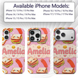 Breakfast Food Eggs Sausage Sandwich Seamless Custom Name Protective Phone Case Mobile Cover Durable Everyday Smartphone Shock Resistant