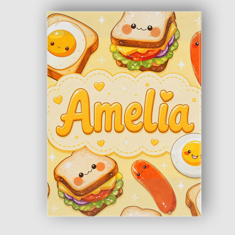 Personalised Name Breakfast Food Eggs Custom Modern Room Accent Creative Decorator Style Canvas Wall Art Print Decor Picture Ready to Hang