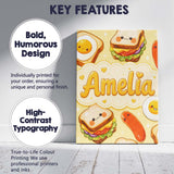 Personalised Name Breakfast Food Eggs Custom Modern Room Accent Creative Decorator Style Canvas Wall Art Print Decor Picture Ready to Hang
