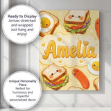 Personalised Name Breakfast Food Eggs Custom Modern Room Accent Creative Decorator Style Canvas Wall Art Print Decor Picture Ready to Hang