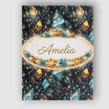 Personalised Name Abstract Teal Gold Crystal Texture Seamless Custom Contemporary Display Canvas Wall Art Print Decor Picture Ready to Hang