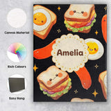 Personalised Name Breakfast Food Eggs Custom Modern Room Accent Creative Decorator Style Canvas Wall Art Print Decor Picture Ready to Hang