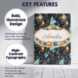 Personalised Name Abstract Teal Gold Crystal Texture Seamless Custom Contemporary Display Canvas Wall Art Print Decor Picture Ready to Hang