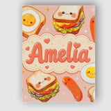 Personalised Name Breakfast Food Eggs Custom Modern Room Accent Creative Decorator Style Canvas Wall Art Print Decor Picture Ready to Hang