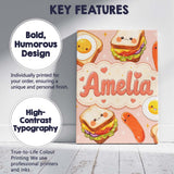 Personalised Name Breakfast Food Eggs Custom Modern Room Accent Creative Decorator Style Canvas Wall Art Print Decor Picture Ready to Hang