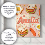 Personalised Name Breakfast Food Eggs Custom Modern Room Accent Creative Decorator Style Canvas Wall Art Print Decor Picture Ready to Hang