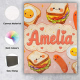 Personalised Name Breakfast Food Eggs Custom Modern Room Accent Creative Decorator Style Canvas Wall Art Print Decor Picture Ready to Hang