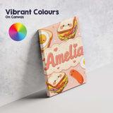 Personalised Name Breakfast Food Eggs Custom Modern Room Accent Creative Decorator Style Canvas Wall Art Print Decor Picture Ready to Hang