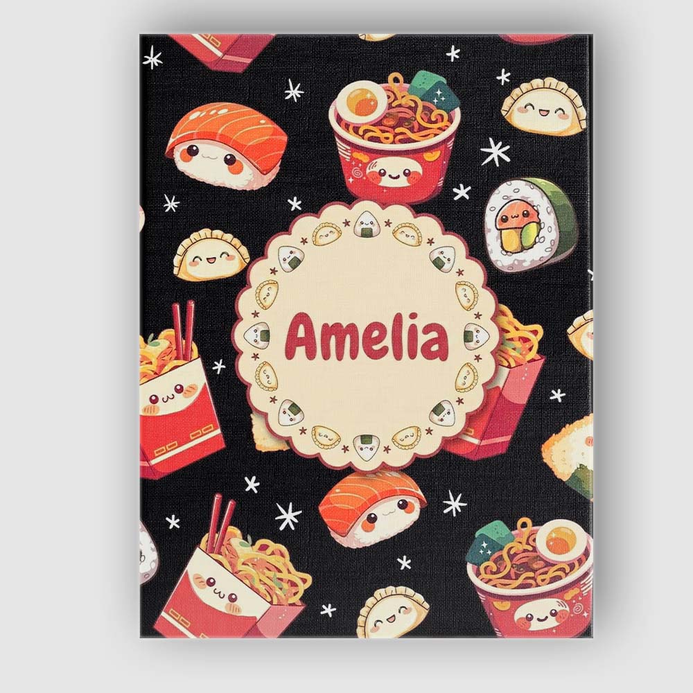 Personalised Name Cute Kawaii Japanese Food Custom  Bespoke Interior Contemporary Canvas Wall Art Print Decor Picture Ready to Hang