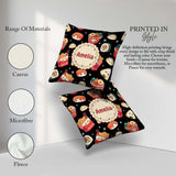 Custom Name Kawaii Japanese Food Sushi Dumpling Seamless Pattern Square Filled Cushion Throw Pillow Sofa Bed Home Decor Zip Washable UK Made