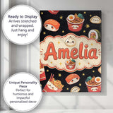 Personalised Name Cute Kawaii Japanese Food Custom  Bespoke Interior Contemporary Canvas Wall Art Print Decor Picture Ready to Hang