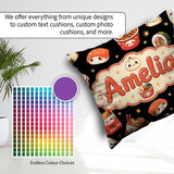 Custom Name Kawaii Japanese Food Sushi Dumpling Seamless Pattern Square Filled Cushion Throw Pillow Sofa Bed Home Decor Zip Washable UK Made