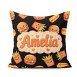 Custom Name Kawaii Fast Food Burger Hotdog Seamless Pattern Grey Square Filled Cushion Throw Pillow Sofa Bed Home Decor Zip Washable UK Made