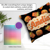 Custom Name Kawaii Fast Food Burger Hotdog Seamless Pattern Grey Square Filled Cushion Throw Pillow Sofa Bed Home Decor Zip Washable UK Made