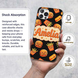 Cute Kawaii Fast Food Burger Fries Printed Design Custom Name Protective Phone Case Mobile Cover Durable Everyday Smartphone Shock Resistant