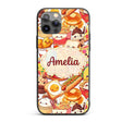 Cute Kawaii Fast Food Mix Pizza Burger Fries Custom Name Protective Phone Case Mobile Cover Durable Everyday Smartphone Shock Resistant