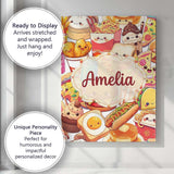 Personalised Name Cute Kawaii Fast Food Mix Custom  Bespoke Interior Contemporary Canvas Wall Art Print Decor Picture Ready to Hang