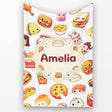 Fast Food Snack Pattern Burger Fries Drink Seamless White  Personalised Custom Name Super Soft Fleece Blanket Bed Sofa Throw