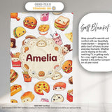 Fast Food Snack Pattern Burger Fries Drink Seamless White  Personalised Custom Name Super Soft Fleece Blanket Bed Sofa Throw