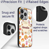 Fast Food Snack Pattern Burger Printed Design Custom Name Protective Phone Case Mobile Cover Durable Everyday Smartphone Shock Resistant