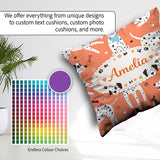Custom Name Dogs Hearts Peach Background Seamless Pattern Lovely Square Filled Cushion Throw Pillow Sofa Bed Home Decor Zip Washable UK Made