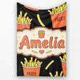 Cute Simple French Fries Pattern Minimal Seamless Food Design White  Personalised Custom Name Super Soft Fleece Blanket Bed Sofa Throw