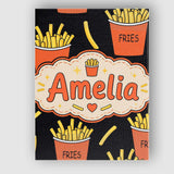 Personalised Name Cute Simple French Fries Custom  Unique Gift Idea Elegant Feature Canvas Wall Art Print Decor Picture Ready to Hang