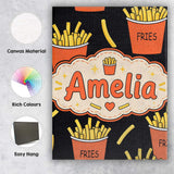Personalised Name Cute Simple French Fries Custom  Unique Gift Idea Elegant Feature Canvas Wall Art Print Decor Picture Ready to Hang