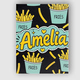 Personalised Name Cute Kawaii French Fries Custom  Unique Gift Idea Elegant Feature Canvas Wall Art Print Decor Picture Ready to Hang
