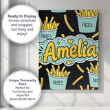Personalised Name Cute Kawaii French Fries Custom  Unique Gift Idea Elegant Feature Canvas Wall Art Print Decor Picture Ready to Hang